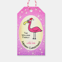 Funny Xmas Flamingo Pink Glitzer Personalizable