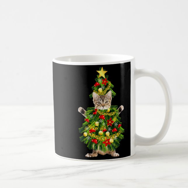 Funny Xmas Holiday Cat Christmas Tree For Cat Kitt Kaffeetasse (Rechts)