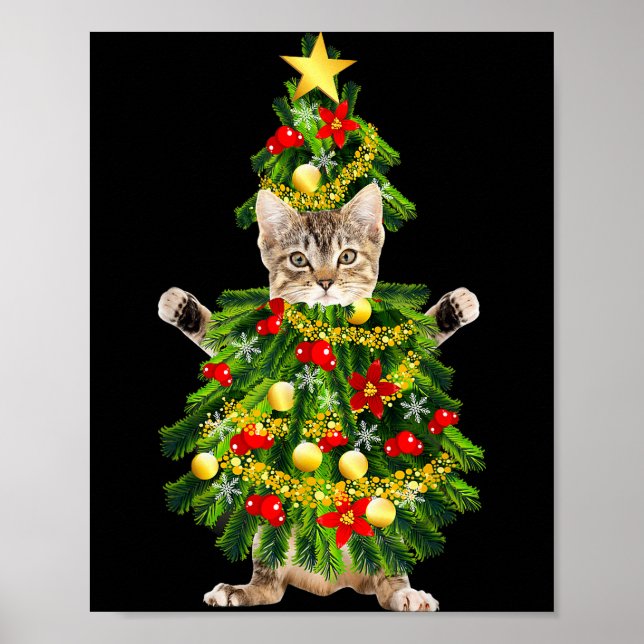 Funny Xmas Holiday Cat Christmas Tree For Cat Kitt Poster (Vorne)