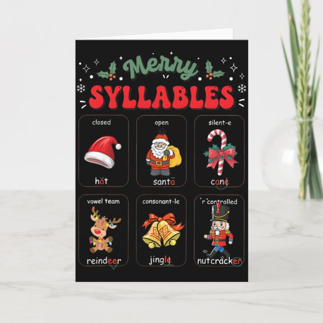 Funny Xmas Holiday Christmas Syllables Reading Tea Karte (Vorderseite)
