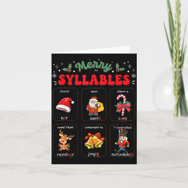 Funny Xmas Holiday Christmas Syllables Reading Tea Karte (Vorderseite)