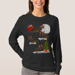 Funny Xmas Leuchtturm Tree Santa Riding Doberman D T-Shirt