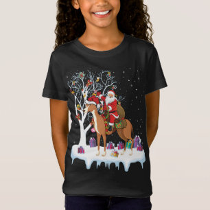 Funny Xmas Leuchtturm Tree Santa Riding Greyhound  T-Shirt