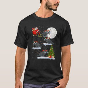 Funny Xmas Leuchtturm Tree Santa Riding Raven Bird T-Shirt