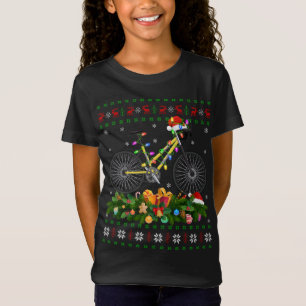 Funny Xmas Licht Baum Santa Ugly Bicycle Christ T-Shirt