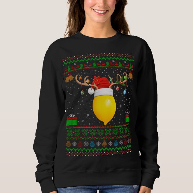 Funny Xmas Licht Weihnachtsmannmütze Ugly Lemon Fr Sweatshirt (Vorderseite)