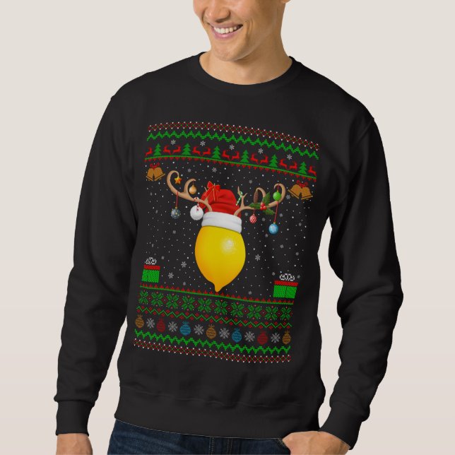 Funny Xmas Licht Weihnachtsmannmütze Ugly Lemon Fr Sweatshirt (Vorderseite)