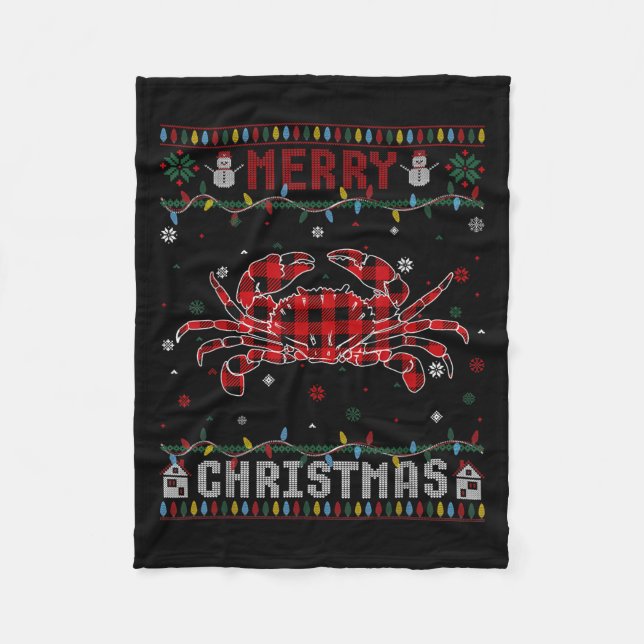 Funny Xmas Lighting Crab Liebhaber Ugly Christmas  Fleecedecke (Vorderseite)