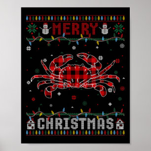 Funny Xmas Lighting Crab Liebhaber Ugly Christmas Poster