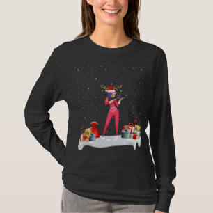 Funny Xmas Lighting Rentier Weihnachtsmannmütze Bi T-Shirt