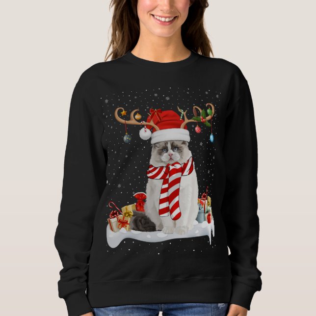 Funny Xmas Lighting Rentier Weihnachtsmannmütze Ra Sweatshirt (Vorderseite)