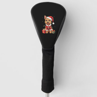 Funny Xmas Lighting Santa Border Terrier Dog Chris Golf Headcover