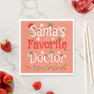 Funny Xmas Lighting Santa's Favorite Doctor Xmas Serviette