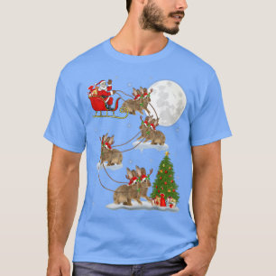 Funny Xmas Lighting Tree Santa Riding Kaninchen Ch T-Shirt