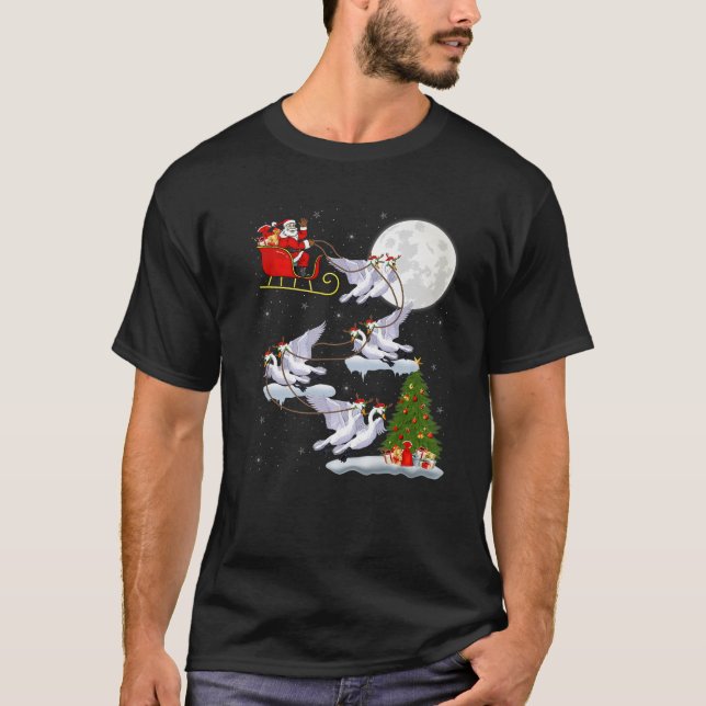 Funny Xmas Lighting Tree Santa Riding T-Shirt (Vorderseite)