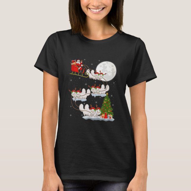 Funny Xmas Lighting Tree Santa Riding T-Shirt (Vorderseite)