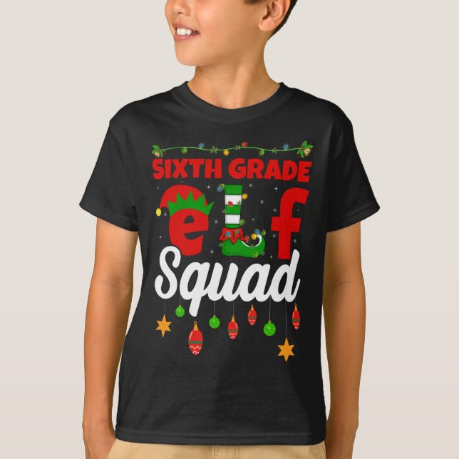 Funny Xmas Lighting Weihnachten 6. Klasse Elf Squa T-Shirt (Vorderseite)