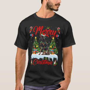 Funny Xmas Lighting Weihnachtsmannmütze Doberman P T-Shirt