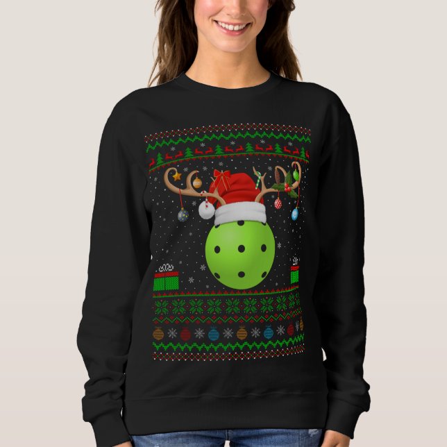 Funny Xmas Lighting Weihnachtsmannmütze Ugly Pickl Sweatshirt (Vorderseite)