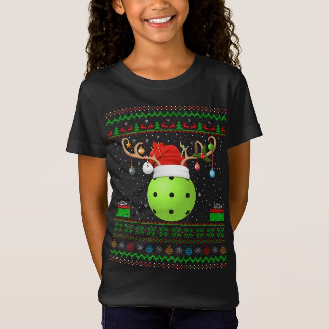 Funny Xmas Lighting Weihnachtsmannmütze Ugly Pickl T-Shirt (Vorderseite)