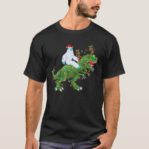 Funny Xmas Lights Santa Yeti Riding Dinosaurier Tr T-Shirt