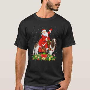 Funny Xmas Matching Santa Riding Basset Hound Hund T-Shirt