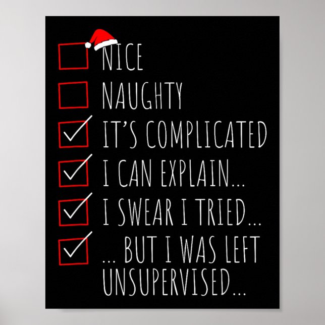 Funny Xmas Nice Naughty List I Can Explain I Swear Poster (Vorne)