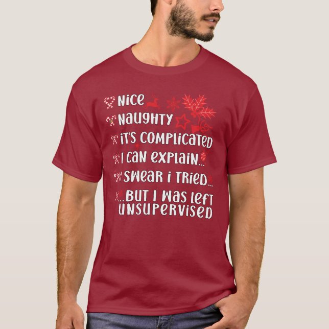 Funny Xmas Nice Naughty List Weihnachten Weihnacht T-Shirt (Vorderseite)