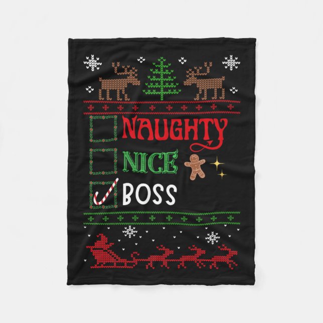 Funny Xmas Nice Naughty List Weihnachtsboss Fleecedecke (Vorderseite)