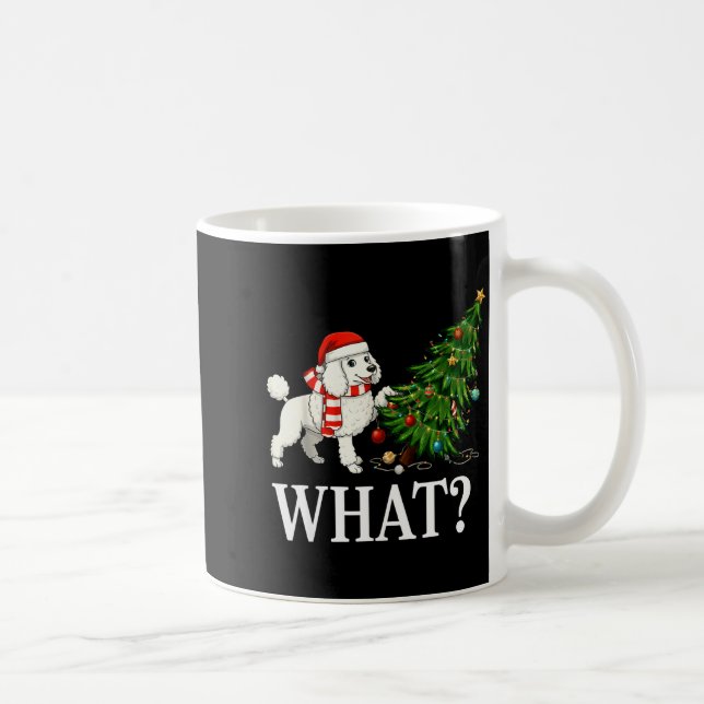 Funny Xmas Odle Pushing Christmas Tree Over Dog Wh Kaffeetasse (Rechts)