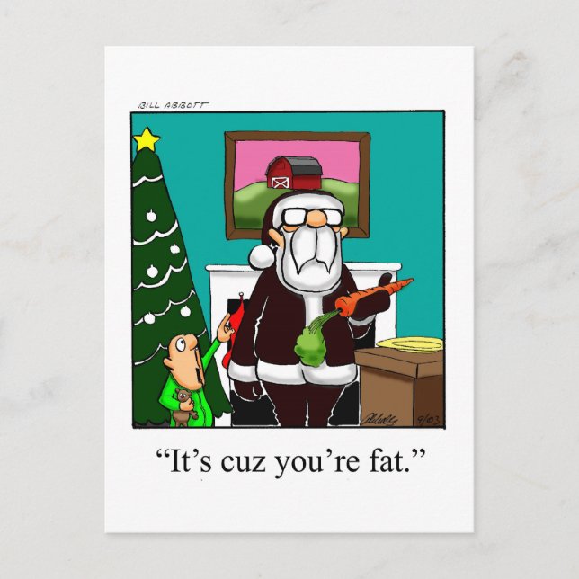 Funny Xmas Postcard Cube Your Fat Santa Feiertagspostkarte (Vorderseite)