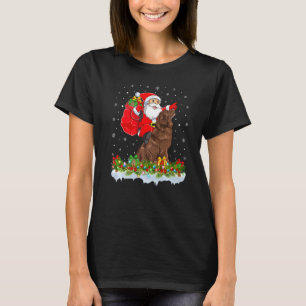 Funny Xmas Santa Claus Riding Neufundland Dog Chr T-Shirt