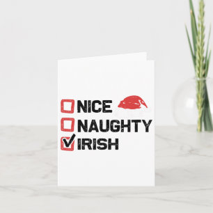 Funny Xmas Santa Nice Naughty Irish Weihnachtslist Karte
