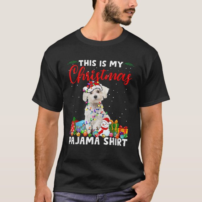 Funny Xmas This Is My Christmas Maltese Dog Pajama T-Shirt (Vorderseite)