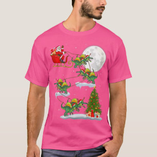 Funny Xmas Tree Santa Riding Spinosaurus Dinosauri T-Shirt