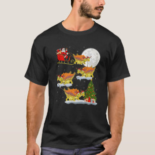 Funny Xmas Tree Santa Riding Stegosaurus Dinosauri T-Shirt