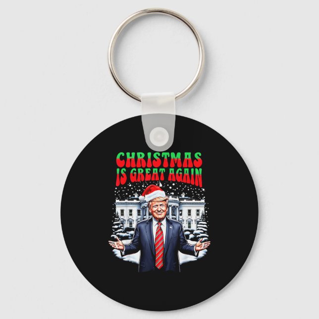 Funny Xmas Trump Pajamas Holiday Christmas Is Grea Schlüsselanhänger (Vorderseite)