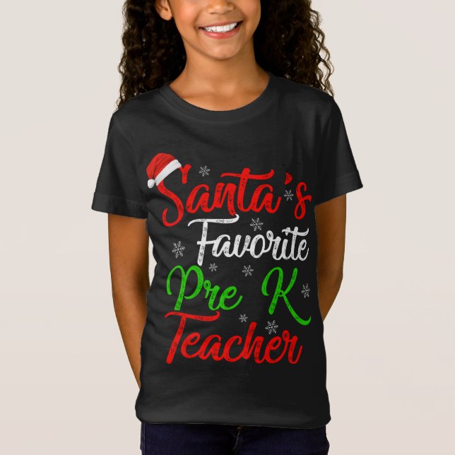 Funny Xmas Weihnachts Lieblings-Pre-K Lehrerin Chr T-Shirt (Vorderseite)