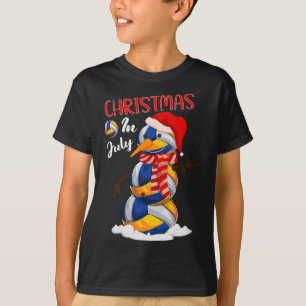 Funny Xmas Weihnachtsmannmütze Volleyball Schneema T-Shirt