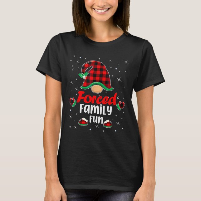 Funny Xmas Weihnachtsmannmütze Zwang Familienspass T-Shirt (Vorderseite)
