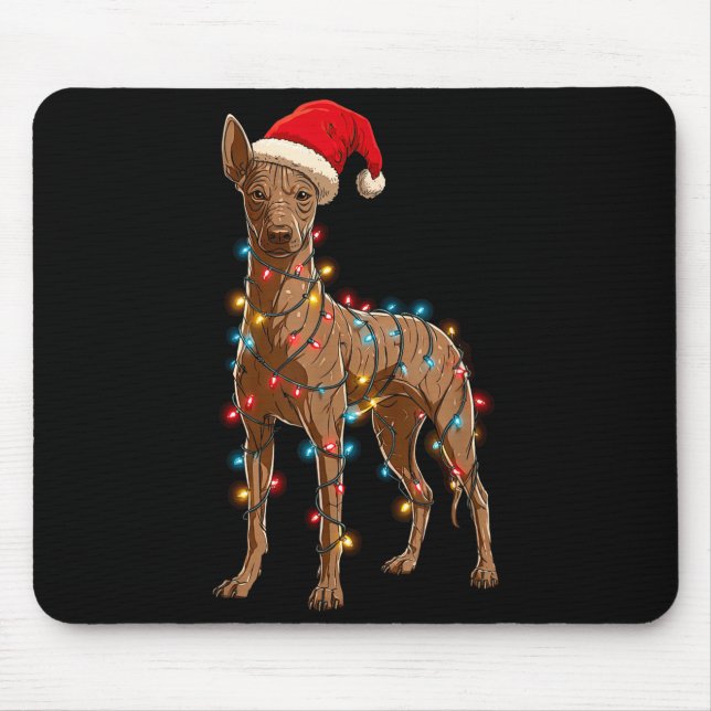 Funny Xoloitzcuintli Christmas Graphic Dog Lights  Mousepad (Vorne)