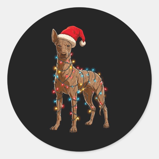 Funny Xoloitzcuintli Christmas Graphic Dog Lights  Runder Aufkleber (Vorderseite)
