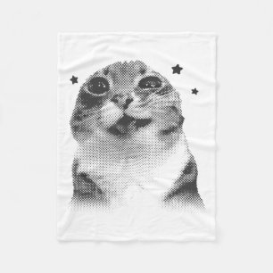 Funny Y2k Retro Cat Albern Vintag Kitten Meme Cat Fleecedecke