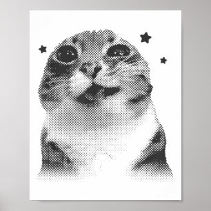 Funny Y2k Retro Cat Albern Vintag Kitten Meme Cat Poster