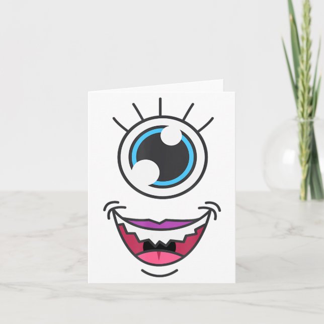 Funny Y Monster Eyeball Face Halloween  Karte (Vorderseite)