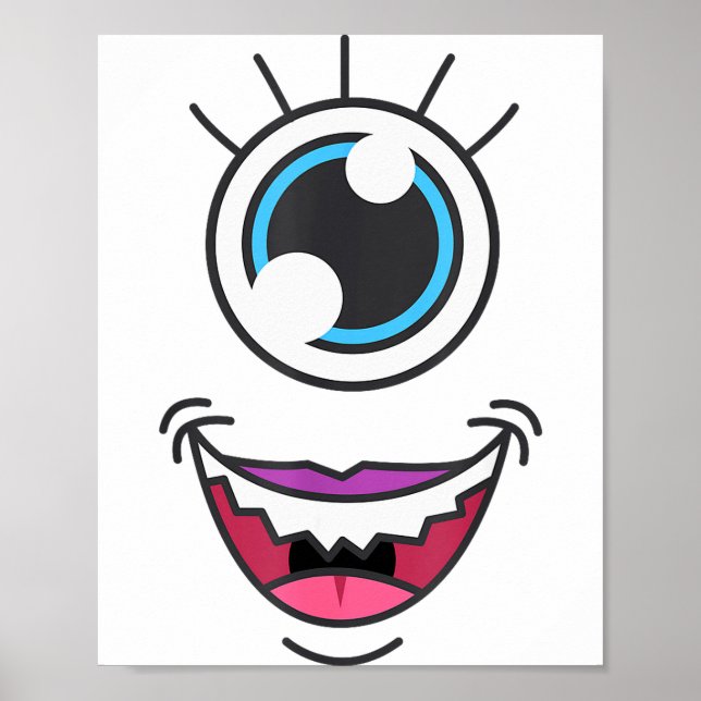 Funny Y Monster Eyeball Face Halloween  Poster (Vorne)