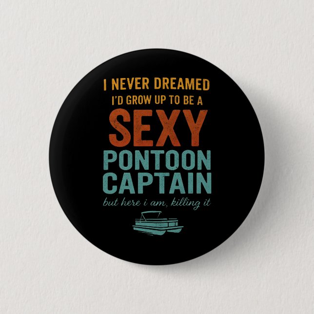 Funny Y Pontoon Captain Tee Funny Lake Boating Gif Button (Vorderseite)