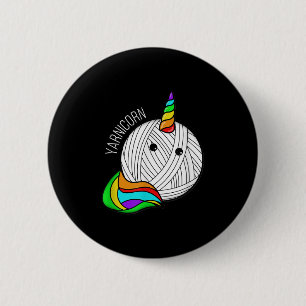 Funny Yarn Art Unicorn - Garten Horn Crochet Pictu Button
