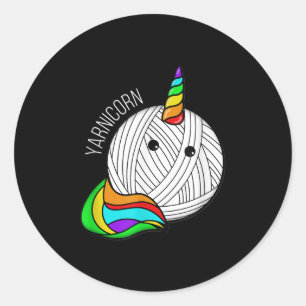Funny Yarn Art Unicorn - Garten Horn Crochet Pictu Runder Aufkleber