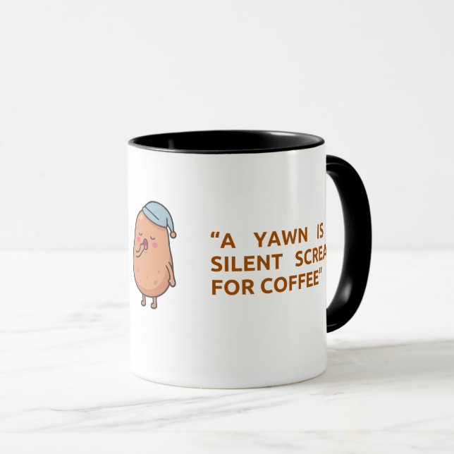 Funny yawn designed trendy  tasse (VorderseiteRechts)